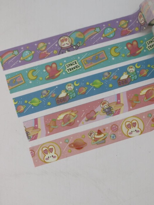 Набор декоративного скотча 5 шт. &quot;Space bunny&quot;, purple (1.5см*2м) 