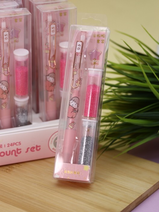 Клеевая ручка с блестками 2 цветов, "Magic Girl Handmade,  pink pen" 
