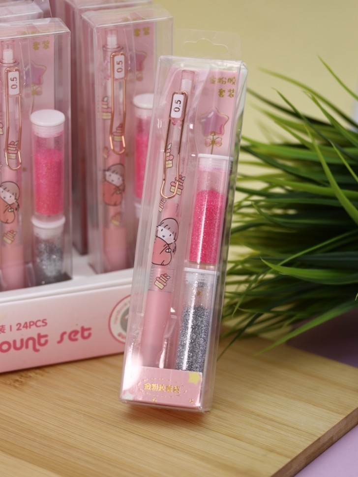 Клеевая ручка с блестками 2 цветов, "Magic Girl Handmade,  pink pen"