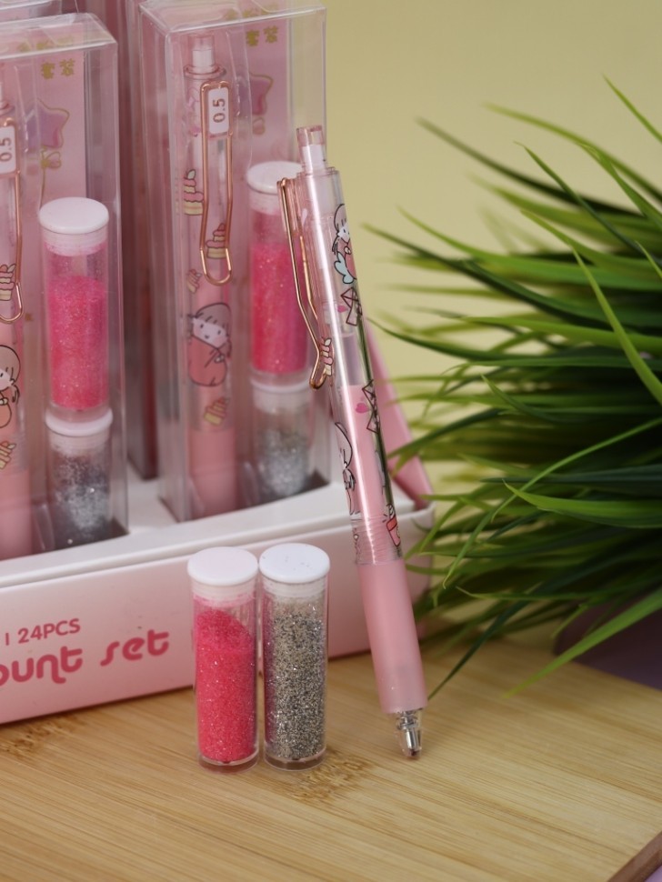 Клеевая ручка с блестками 2 цветов, "Magic Girl Handmade,  pink pen"