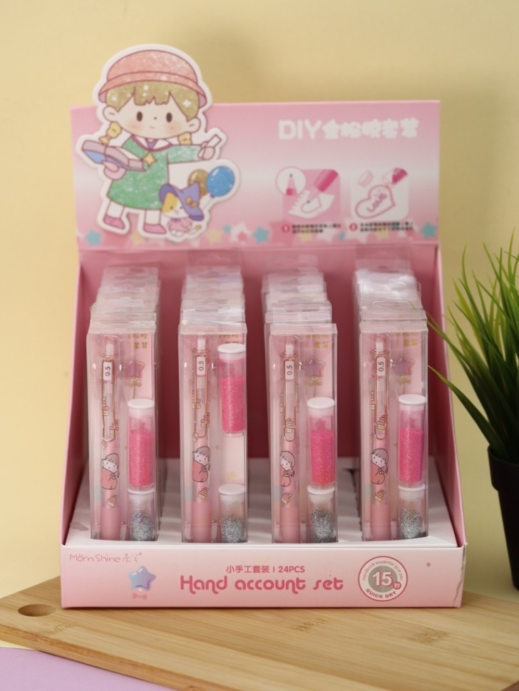 Клеевая ручка с блестками 2 цветов, "Magic Girl Handmade,  pink pen"