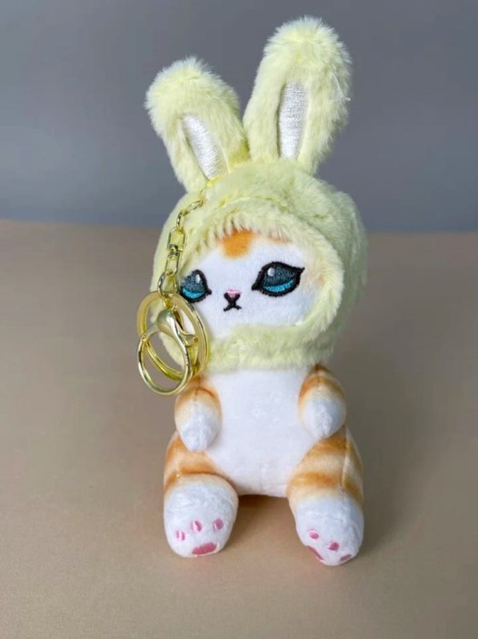 Плюшевый брелок "Cat hare hat", green, 10 см 