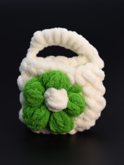 Сумочка для наушников &quot;Flower power&quot;, white-green (11.5*9.5 см) 