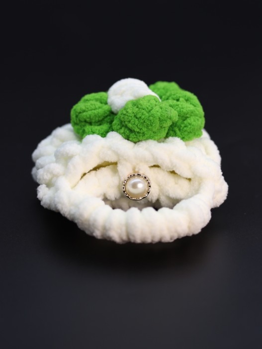 Сумочка для наушников &quot;Flower power&quot;, white-green (11.5*9.5 см) 