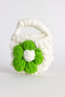 Сумочка для наушников "Flower power", white-green (11.5*9.5 см)