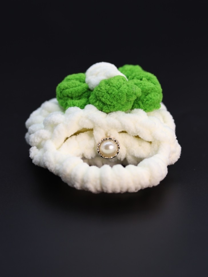Сумочка для наушников "Flower power", white-green (11.5*9.5 см)