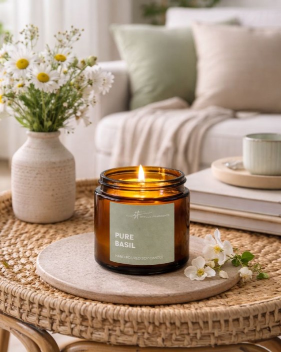 Свеча ароматическая "ЧИСТЫЙ БАЗИЛИК" 90 гр 