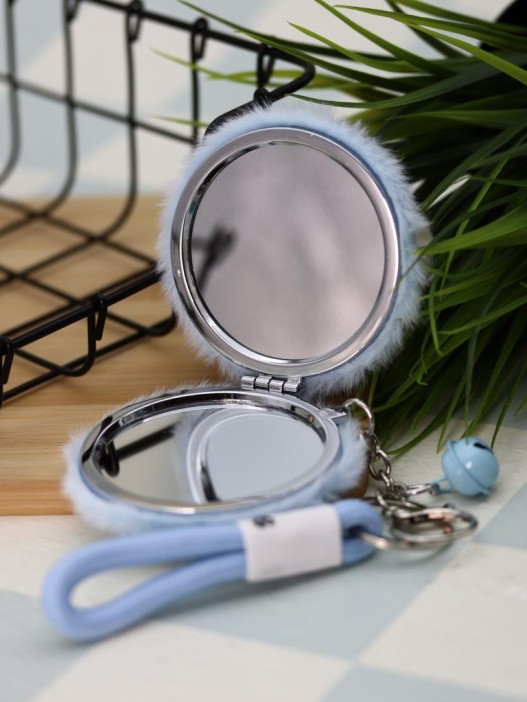 Плюшевое раскладное зеркало брелок &quot;Capybara&quot;, голубое (7*7 см) 