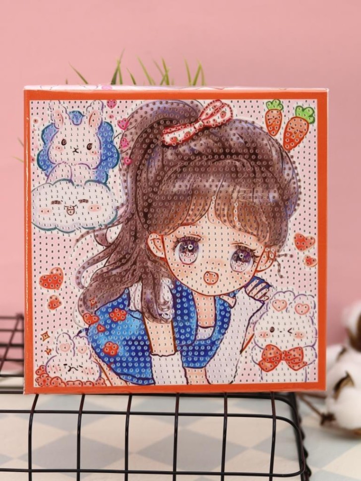 Алмазная мозаика на подрамнике Draw Me! "Грустная девочка", (20*20 см)