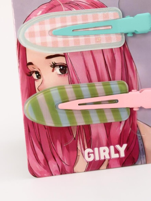 Набор заколок для волос GIRLY 2 шт. &quot;Summer pattern&quot;, pink 