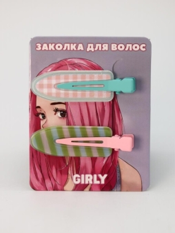 Набор заколок для волос GIRLY 2 шт. "Летний узор", розовое