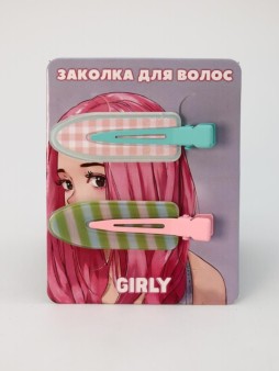Набор заколок для волос GIRLY 2 шт. "Летний узор", розовое