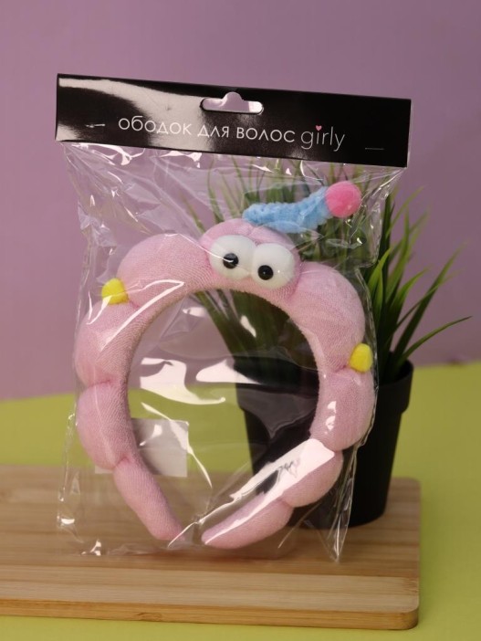 Плюшевый ободок для волос GIRLY &quot;Funny&quot;, pink 