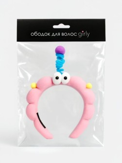 Плюшевый ободок для волос GIRLY "Забавный", розовый