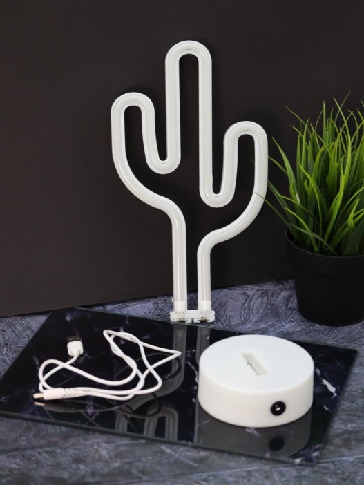 Неоновый LED ночник настольный &quot;Cute cactus&quot;, зелёное свечение (24х28,5 см) 