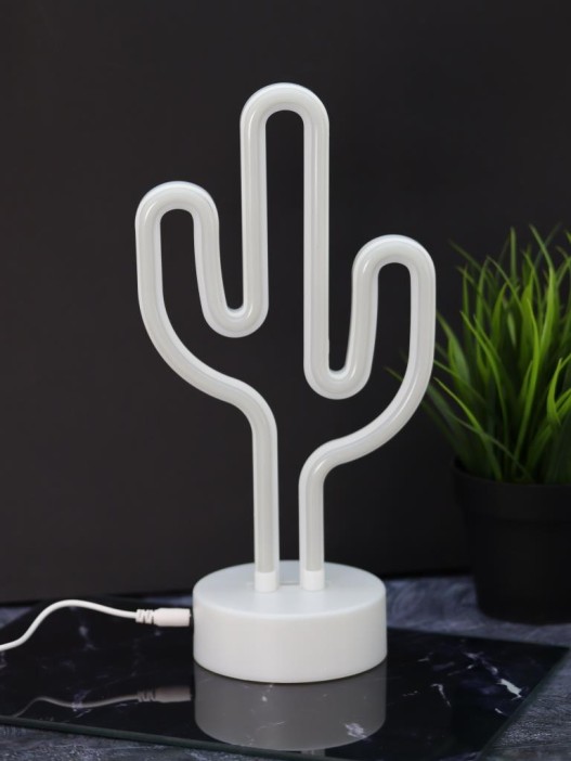 Неоновый LED ночник настольный &quot;Cute cactus&quot;, зелёное свечение (24х28,5 см) 
