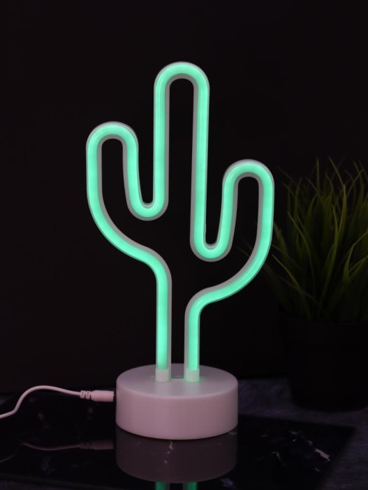 Неоновый LED ночник настольный &quot;Cute cactus&quot;, зелёное свечение (24х28,5 см) 