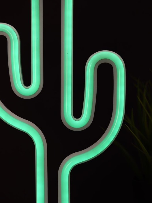 Неоновый LED ночник настольный &quot;Cute cactus&quot;, зелёное свечение (24х28,5 см) 