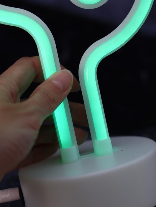 Неоновый LED ночник настольный &quot;Cute cactus&quot;, зелёное свечение (24х28,5 см) 