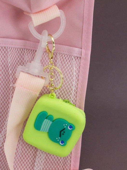 Брелок-кошелек силиконовый с карабином &quot;Лягушонок&quot; желтый 6*6 см 