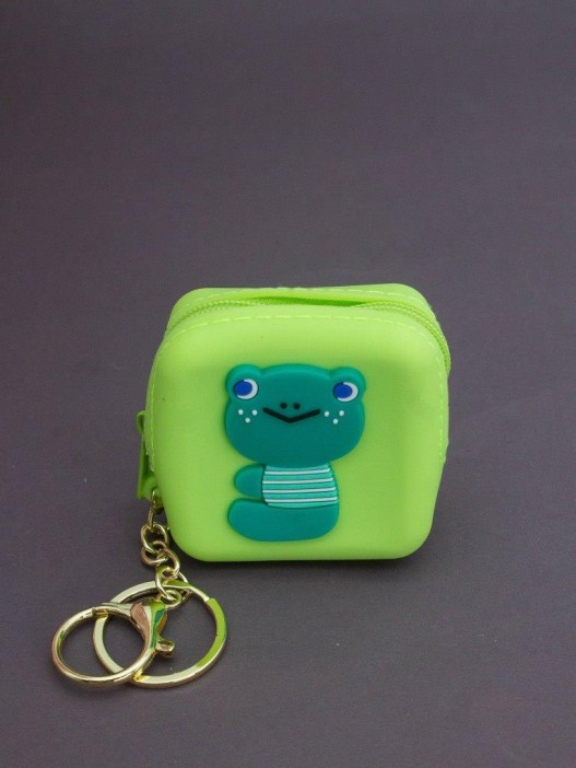 Брелок-кошелек силиконовый с карабином &quot;Лягушонок&quot; желтый 6*6 см 