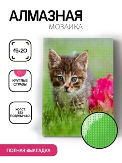 Алмазная мозаика без подрамника "Котёнок", 15х20 см