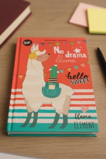 Записная книжка в жесткой обложке (А6) &quot;Лама в наушниках&quot; 64 л, клетка (14,8x10,3 см)
