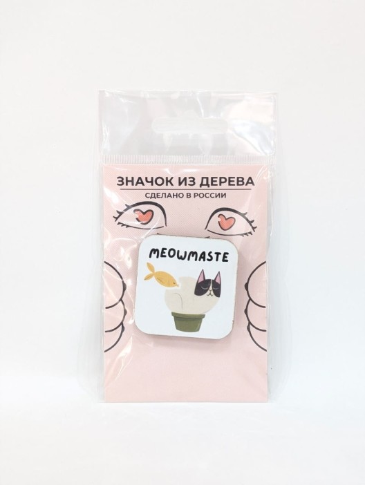 Значок ECO из дерева &quot;Meowmaste&quot; 