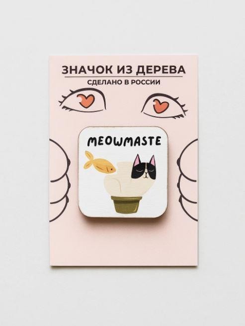 Значок ЭКО из дерева "Кот"