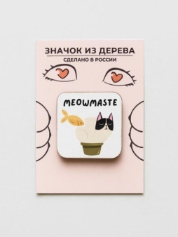 Значок ЭКО из дерева "Кот"