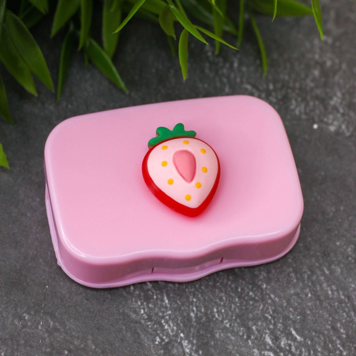 Контейнер для линз "Horizontal strawberry", pink 