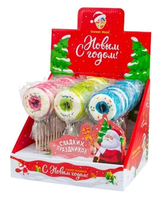 Карамель леденцовая &quot;Новогодние веночки&quot;, 30г х 36шт (малина со сливками, яблоко, лесные ягоды) 