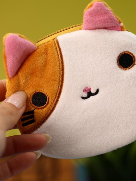 Кошелёк плюшевый &quot;Smiling cat&quot;, brown (9*11,5 см) 