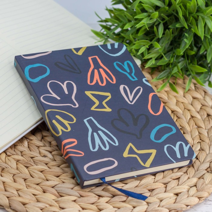 Блокнот (A5) "Paint flowers", dark blue (14.5*21) 