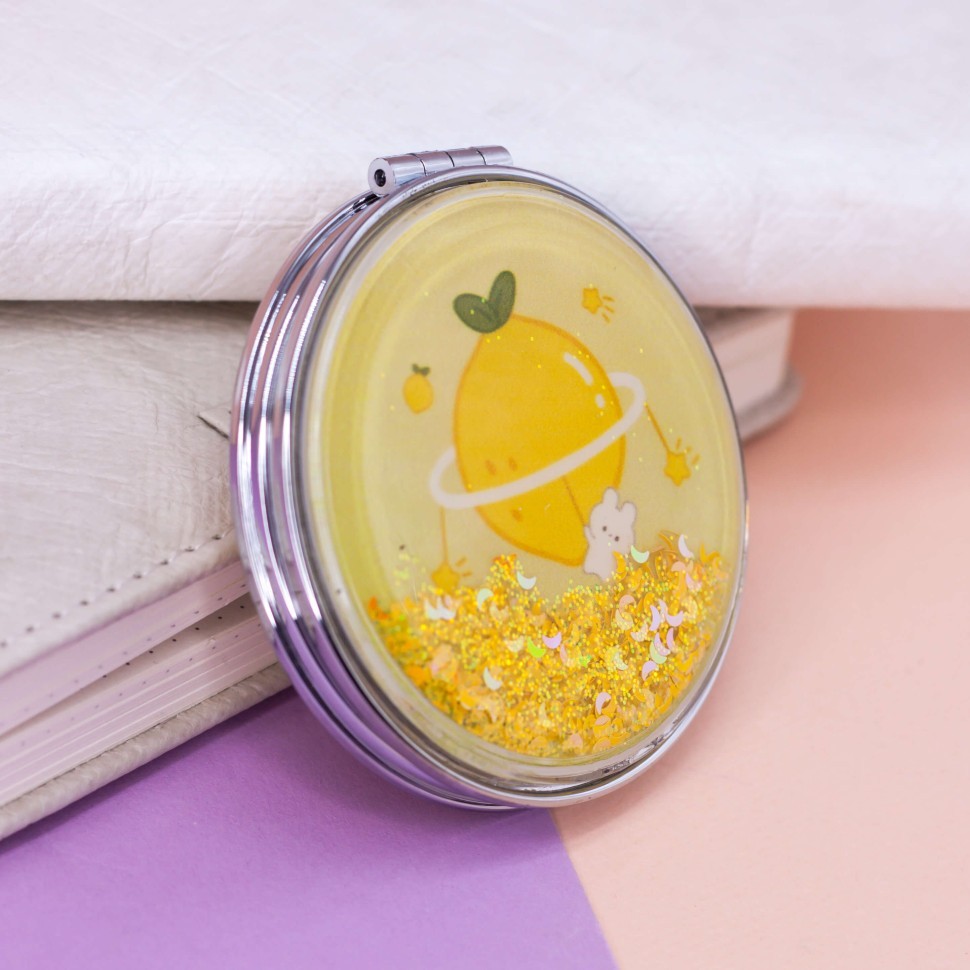 Зеркало-шейкер раскладное "Fuit lemon", yellow (7*7 см)