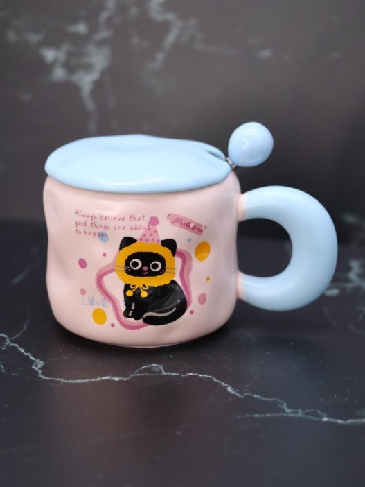 Кружка «Lovely cat, birthday», pink (450 ml) 