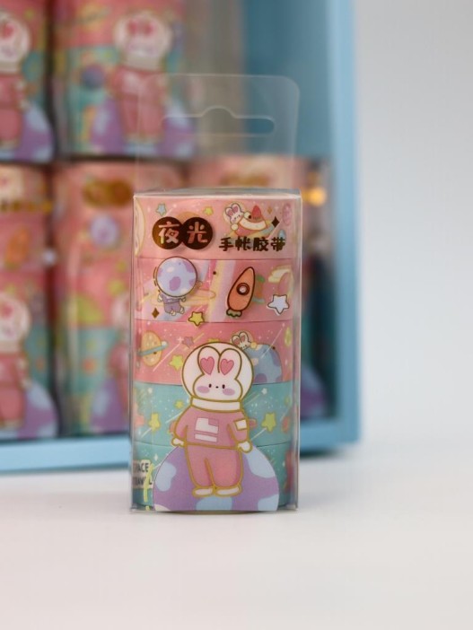 Набор декоративного скотча 5 шт. &quot;Space bunny&quot;, red (1.5см*2м) 