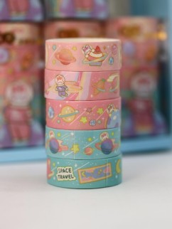 Набор декоративного скотча 5 шт. &quot;Space bunny&quot;, red (1.5см*2м)