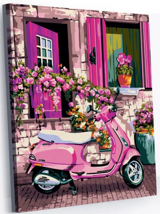 Картина по номерам 40*50 &quot;Розовый мопед&quot; (18 цветов) 