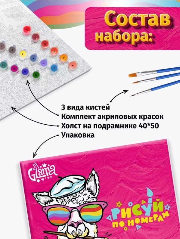 Картина по номерам 40*50 "Розовый мопед" (18 цветов)
