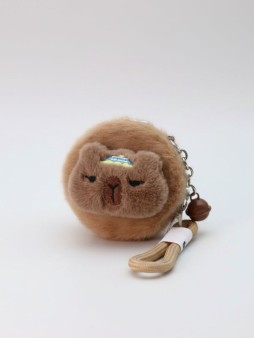 Плюшевое раскладное зеркало с брелоком "Capybara", коричневое (7*7 см)