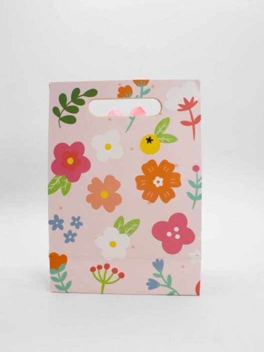 Пакет подарочный (M) &quot;Big flowers&quot;, orange (19x 9 x 27) 