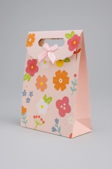 Пакет подарочный (M) "Big flowers", orange (19x9x27)