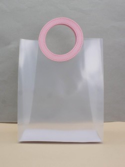 Пакет подарочный (L) "Round handle", pink (32*26*12)