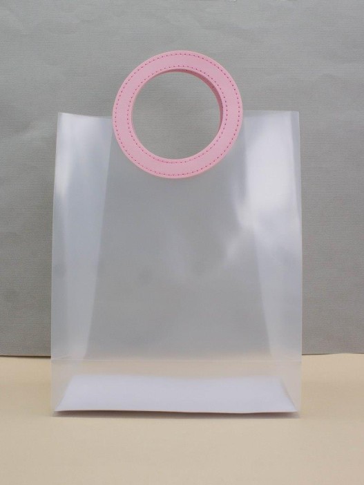 Пакет подарочный (L) "Round handle", pink (32*26*12) 