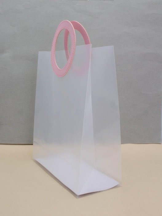 Пакет подарочный (L) "Round handle", pink (32*26*12) 