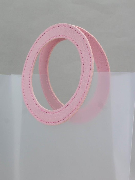 Пакет подарочный (L) "Round handle", pink (32*26*12) 