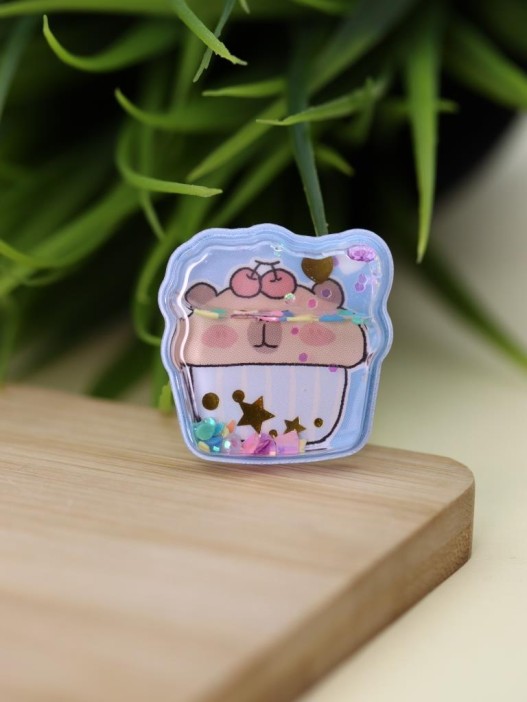 Набор гелевых наклеек с блёстками + брелок "Capybara", фиолетовые (11,5*21 см) 