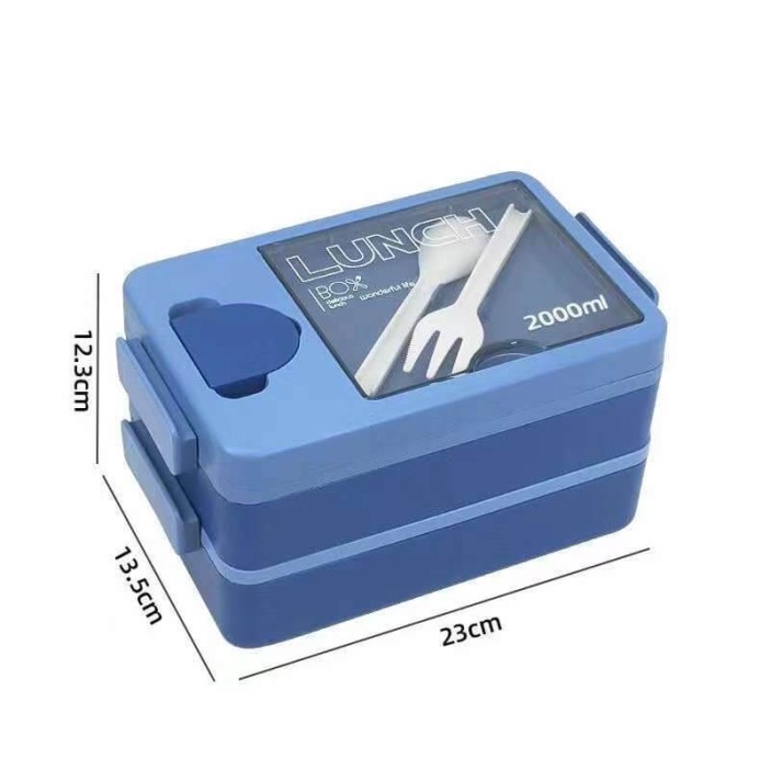 Ланчбокс &quot;Food time&quot;, blue, 2 яруса, 2000 мл 