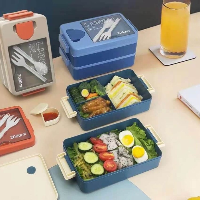 Ланчбокс &quot;Food time&quot;, blue, 2 яруса, 2000 мл 